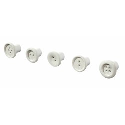 Button Up Wall Hooks set/5 - white