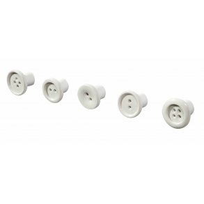 Button Up Wall Hooks set/5 - white