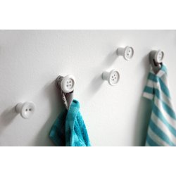 Button Up Wall Hooks set/5 - white